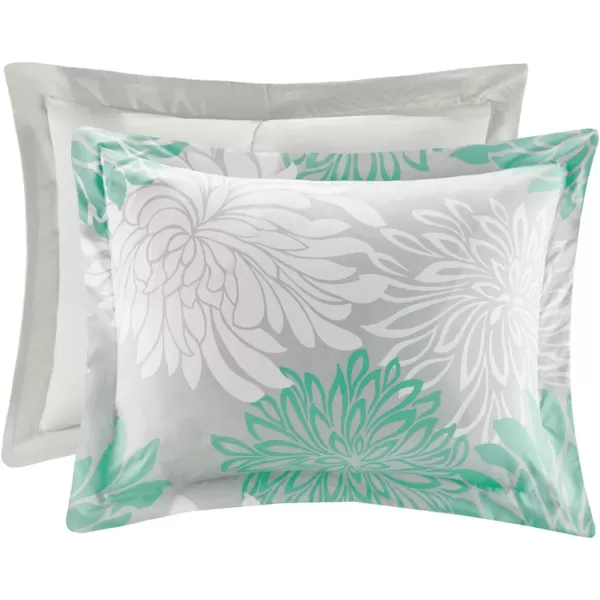 Comfort Spaces Enya Comforter SetModern Floral Design All Season Down Alternative Bedding Matching Shams Bedskirt Decorative Pillows Queen 90quotx90quot PurpleAqua
