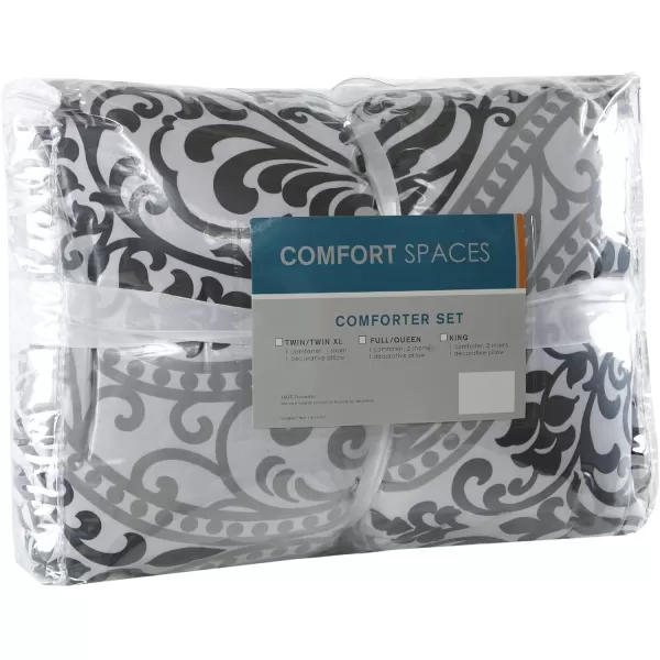 Comfort Spaces Enya Comforter SetModern Floral Design All Season Down Alternative Bedding Matching Shams Bedskirt Decorative Pillows Queen 90quotx90quot PurpleBlackWhite