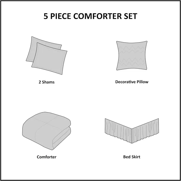 Comfort Spaces Enya Comforter SetModern Floral Design All Season Down Alternative Bedding Matching Shams Bedskirt Decorative Pillows Queen 90quotx90quot PurpleBlushGrey