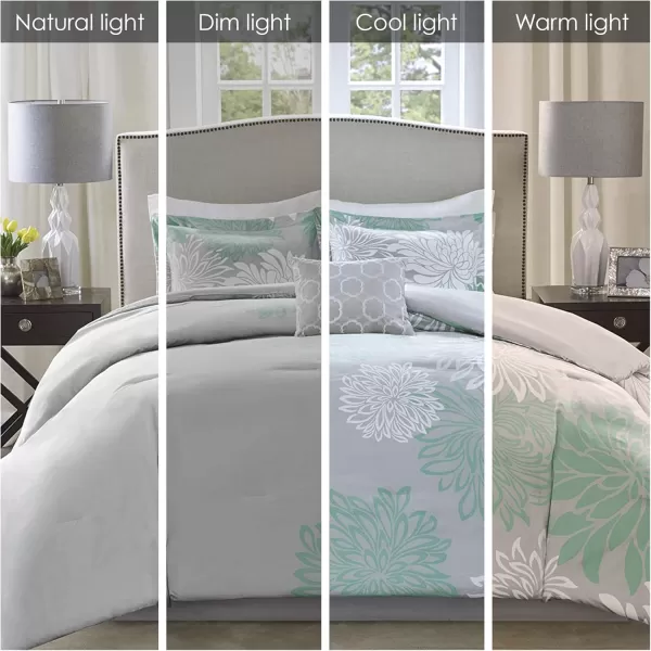 Comfort Spaces Enya Comforter SetModern Floral Design All Season Down Alternative Bedding Matching Shams Bedskirt Decorative Pillows Queen 90quotx90quot PurpleAqua