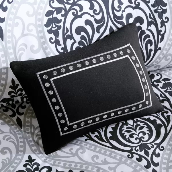 Comfort Spaces Enya Comforter SetModern Floral Design All Season Down Alternative Bedding Matching Shams Bedskirt Decorative Pillows Queen 90quotx90quot PurpleBlackWhite