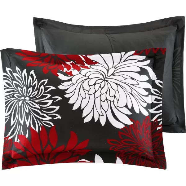 Comfort Spaces Enya Comforter SetModern Floral Design All Season Down Alternative Bedding Matching Shams Bedskirt Decorative Pillows Queen 90quotx90quot PurpleRedBlack
