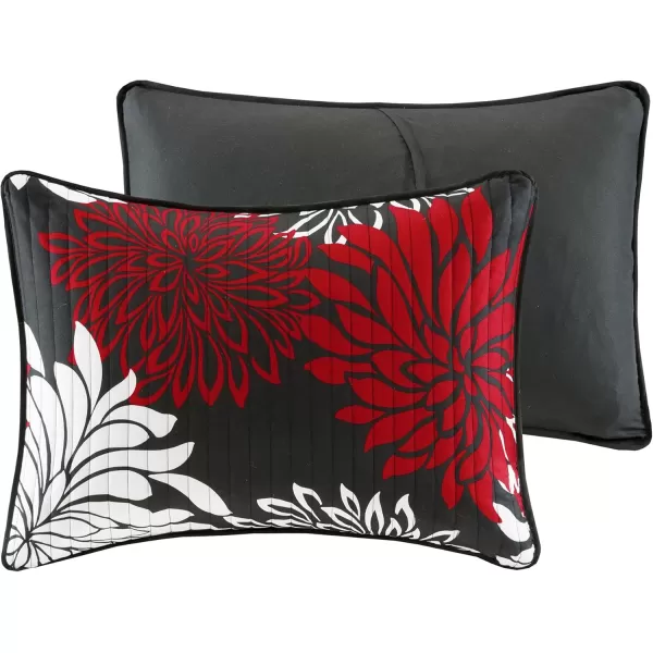 Comfort Spaces Enya Quilt Set  Casual Floral Print Channel Stitching Design All Season Lightweight Coverlet Cozy Bedding Matching Shams Decorative Pillows FullQueen90quotx90quot Purple 3 PieceRedBlack