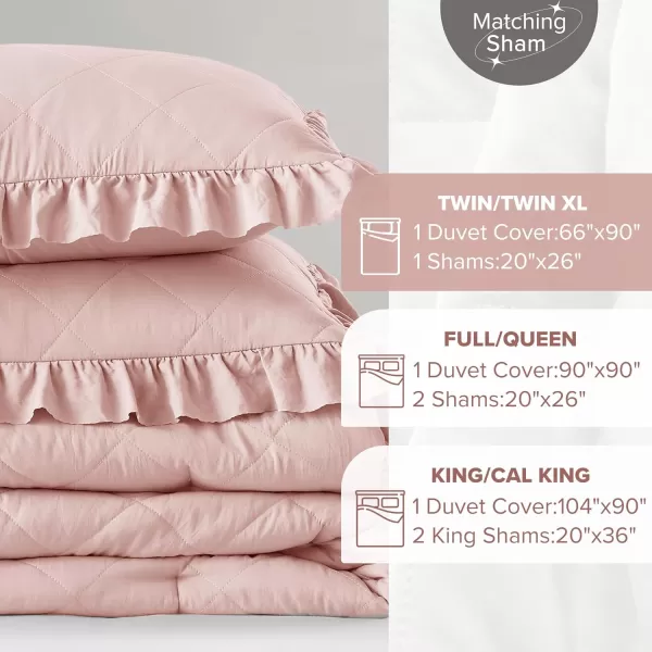 Comfort Spaces Ivory Twin Duvet Cover Set  2 Pieces Ruffle Diamond Quilted Duvet Cover All Season Lightweight CottonLike Softness PreWashed Microfiber Twin Bedding Cover ampamp Sham TwinBlush