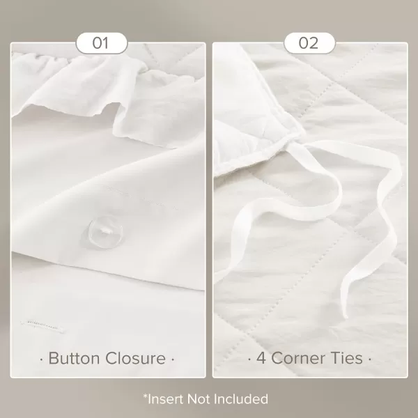 Comfort Spaces Ivory Twin Duvet Cover Set  2 Pieces Ruffle Diamond Quilted Duvet Cover All Season Lightweight CottonLike Softness PreWashed Microfiber Twin Bedding Cover ampamp Sham TwinIvory