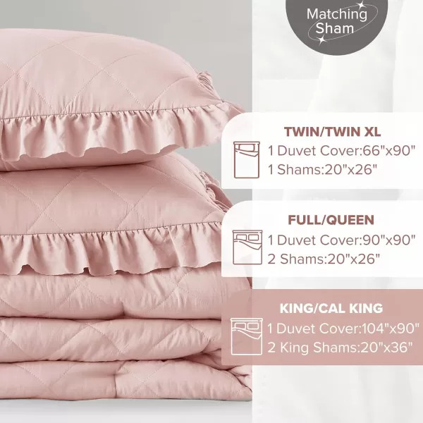 Comfort Spaces Ivory Twin Duvet Cover Set  2 Pieces Ruffle Diamond Quilted Duvet Cover All Season Lightweight CottonLike Softness PreWashed Microfiber Twin Bedding Cover ampamp Sham TwinBlush