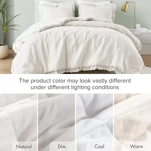 Comfort Spaces Ivory Twin Duvet Cover Set  2 Pieces Ruffle Diamond Quilted Duvet Cover All Season Lightweight CottonLike Softness PreWashed Microfiber Twin Bedding Cover ampamp Sham TwinIvory