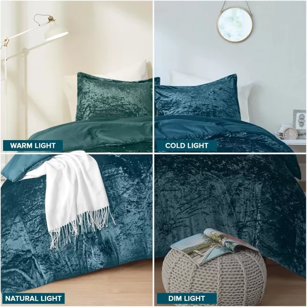 Comfort Spaces Juliette Luxe Comforter Set Velvet Lush with Soft Brushed Microfiber Reverse All Season Cozy Velvet Bedding Sets Fluffy Comforter Bed Set Matching Sham Blush FullQueen 3 PieceTeal Comforter