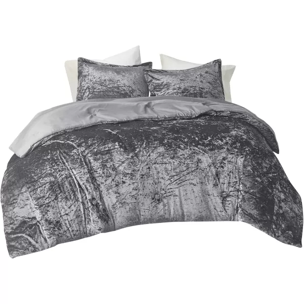 Comfort Spaces Juliette Luxe Comforter Set Velvet Lush with Soft Brushed Microfiber Reverse All Season Cozy Velvet Bedding Sets Fluffy Comforter Bed Set Matching Sham Blush FullQueen 3 PieceGrey Comforter