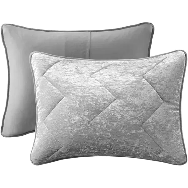 Comfort Spaces Juliette Luxe Comforter Set Velvet Lush with Soft Brushed Microfiber Reverse All Season Cozy Velvet Bedding Sets Fluffy Comforter Bed Set Matching Sham Blush FullQueen 3 PieceGrey Quilt