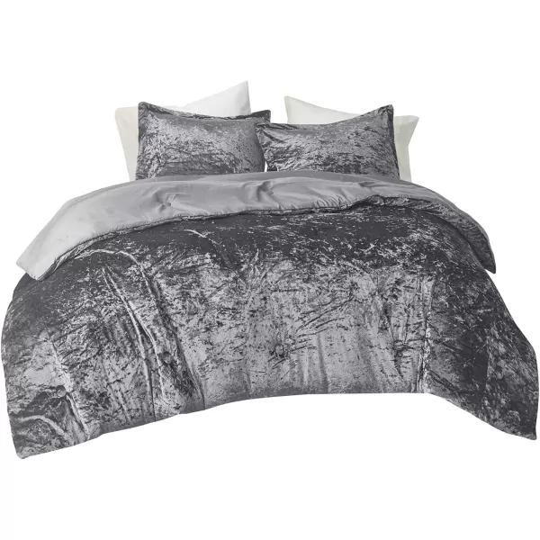 Comfort Spaces Juliette Luxe Comforter Set Velvet Lush with Soft Brushed Microfiber Reverse All Season Cozy Velvet Bedding Sets Fluffy Comforter Bed Set Matching Sham Blush FullQueen 3 PieceGrey Comforter