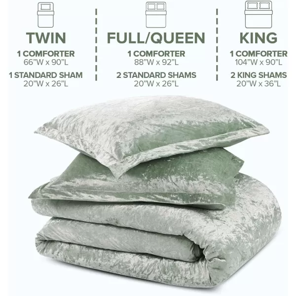 Comfort Spaces Juliette Luxe Comforter Set Velvet Lush with Soft Brushed Microfiber Reverse All Season Cozy Velvet Bedding Sets Fluffy Comforter Bed Set Matching Sham Blush FullQueen 3 PieceSaga Green Comforter