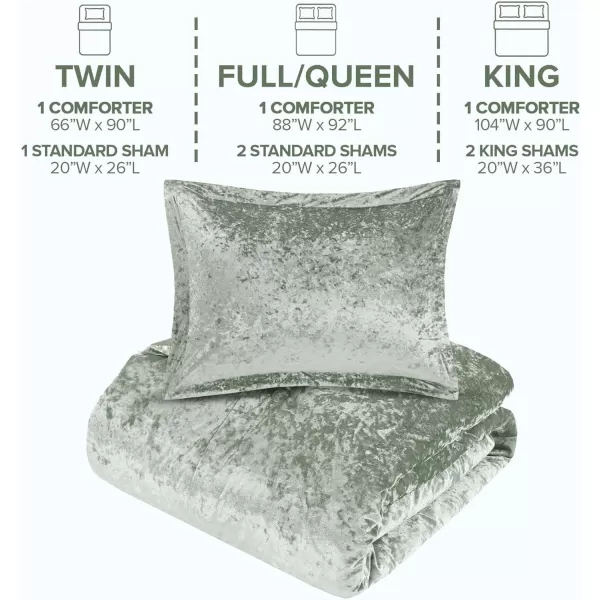 Comfort Spaces Juliette Luxe Comforter Set Velvet Lush with Soft Brushed Microfiber Reverse All Season Cozy Velvet Bedding Sets Fluffy Comforter Bed Set Matching Sham Blush FullQueen 3 PieceSaga Green Comforter