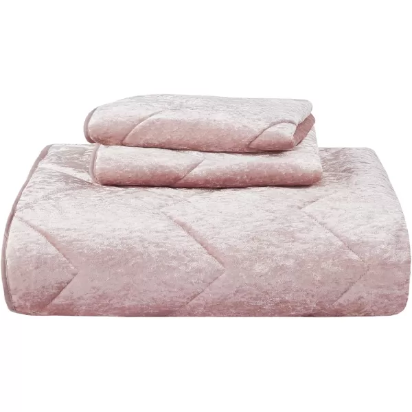 Comfort Spaces Juliette Luxe Comforter Set Velvet Lush with Soft Brushed Microfiber Reverse All Season Cozy Velvet Bedding Sets Fluffy Comforter Bed Set Matching Sham Blush FullQueen 3 PieceBlush Quilt