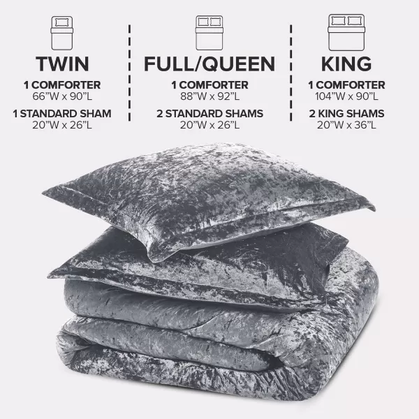 Comfort Spaces Juliette Luxe Comforter Set Velvet Lush with Soft Brushed Microfiber Reverse All Season Cozy Velvet Bedding Sets Fluffy Comforter Bed Set Matching Sham Blush FullQueen 3 PieceGrey Comforter