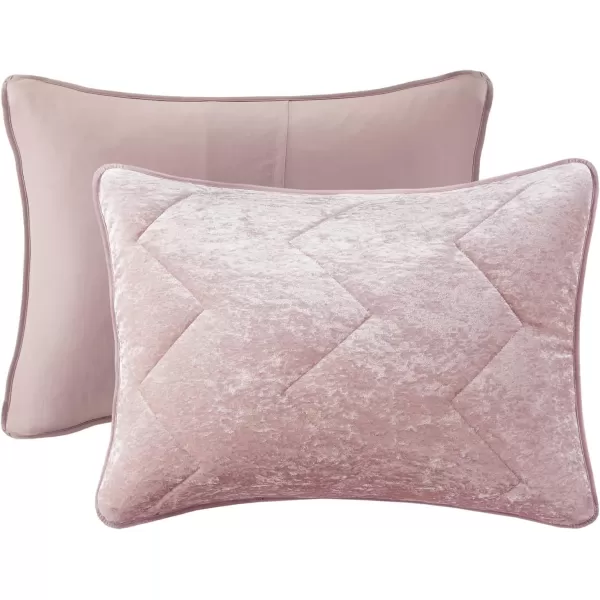 Comfort Spaces Juliette Luxe Comforter Set Velvet Lush with Soft Brushed Microfiber Reverse All Season Cozy Velvet Bedding Sets Fluffy Comforter Bed Set Matching Sham Blush FullQueen 3 PieceBlush Quilt