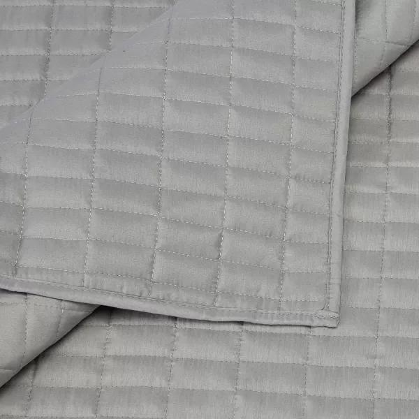 Comfort Spaces Kienna Quilt SetLuxury Double Sided Stitching Design Summer Blanket Lightweight Soft All Season Bedding Layer Matching Sham Blue Coverlet TwinTwin XL66quotx90quot 2 PieceGrey