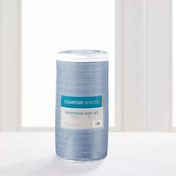 Comfort Spaces Kienna Quilt SetLuxury Double Sided Stitching Design Summer Blanket Lightweight Soft All Season Bedding Layer Matching Sham Blue Coverlet TwinTwin XL66quotx90quot 2 PieceBlue