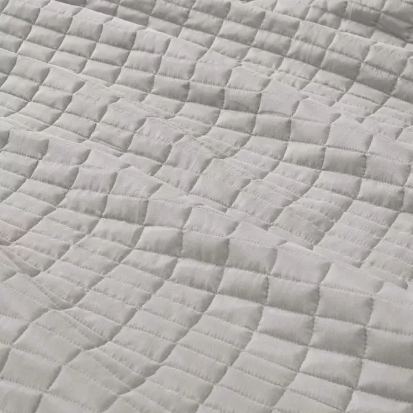 Comfort Spaces Kienna Quilt SetLuxury Double Sided Stitching Design Summer Blanket Lightweight Soft All Season Bedding Layer Matching Sham Blue Coverlet TwinTwin XL66quotx90quot 2 PieceGrey