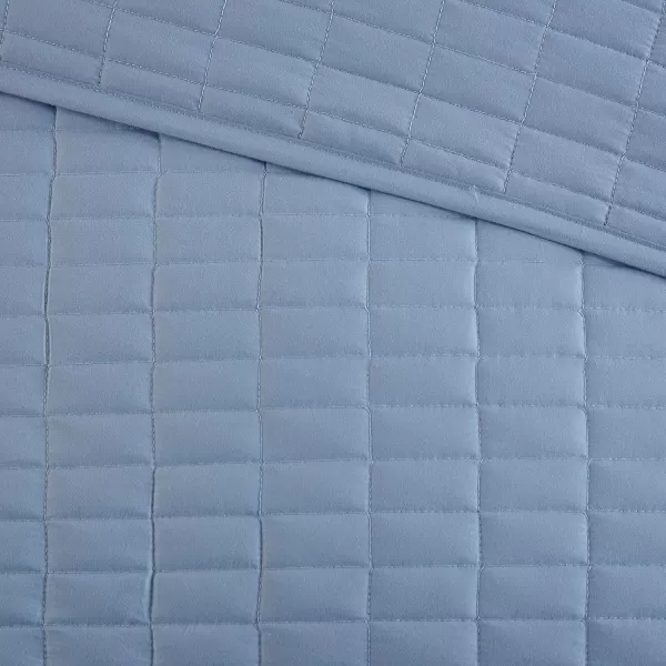 Comfort Spaces Kienna Quilt SetLuxury Double Sided Stitching Design Summer Blanket Lightweight Soft All Season Bedding Layer Matching Sham Blue Coverlet TwinTwin XL66quotx90quot 2 PieceBlue
