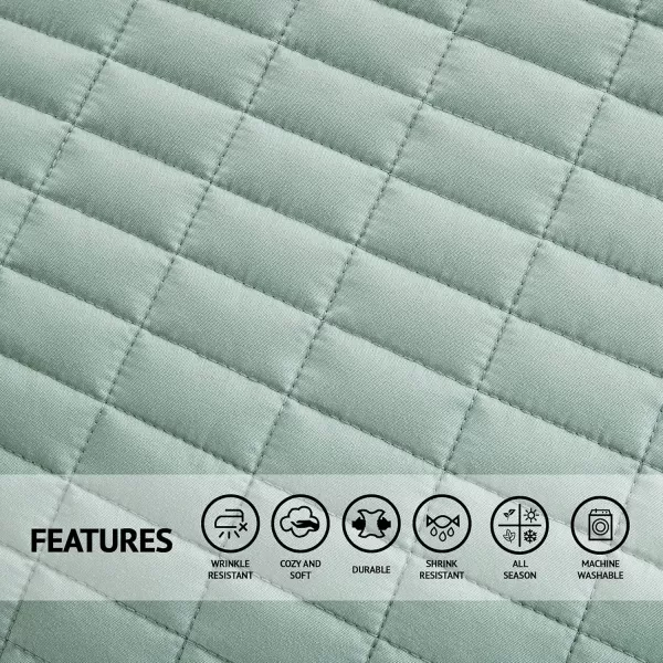 Comfort Spaces Kienna Quilt SetLuxury Double Sided Stitching Design Summer Blanket Lightweight Soft All Season Bedding Layer Matching Sham Blue Coverlet TwinTwin XL66quotx90quot 2 PieceSage Green