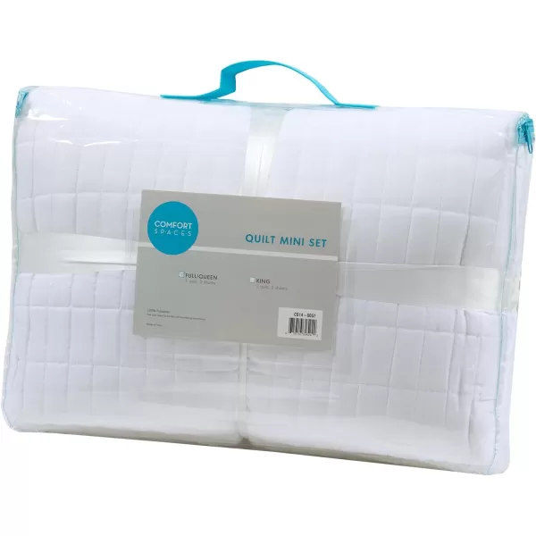 Comfort Spaces Kienna Quilt SetLuxury Double Sided Stitching Design Summer Blanket Lightweight Soft All Season Bedding Layer Matching Sham Blue Coverlet TwinTwin XL66quotx90quot 2 PieceWhite