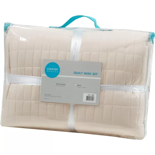 Comfort Spaces Kienna Quilt SetLuxury Double Sided Stitching Design Summer Blanket Lightweight Soft All Season Bedding Layer Matching Sham Blue Coverlet TwinTwin XL66quotx90quot 2 PieceIvory