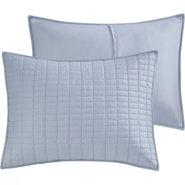 Comfort Spaces Kienna Quilt SetLuxury Double Sided Stitching Design Summer Blanket Lightweight Soft All Season Bedding Layer Matching Sham Blue Coverlet TwinTwin XL66quotx90quot 2 PieceBlue