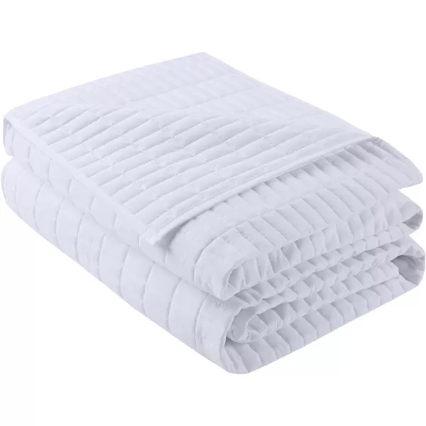 Comfort Spaces Kienna Quilt SetLuxury Double Sided Stitching Design Summer Blanket Lightweight Soft All Season Bedding Layer Matching Sham Blue Coverlet TwinTwin XL66quotx90quot 2 PieceWhite