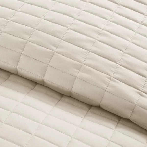 Comfort Spaces Kienna Quilt SetLuxury Double Sided Stitching Design Summer Blanket Lightweight Soft All Season Bedding Layer Matching Sham Blue Coverlet TwinTwin XL66quotx90quot 2 PieceIvory
