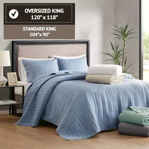 Comfort Spaces Kienna Quilt SetLuxury Double Sided Stitching Design Summer Blanket Lightweight Soft All Season Bedding Layer Matching Sham Blue Coverlet TwinTwin XL66quotx90quot 2 PieceBlue