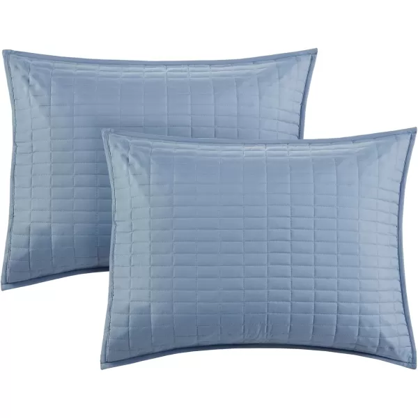 Comfort Spaces Kienna Quilt SetLuxury Double Sided Stitching Design Summer Blanket Lightweight Soft All Season Bedding Layer Matching Sham Blue Coverlet TwinTwin XL66quotx90quot 2 PieceBlue