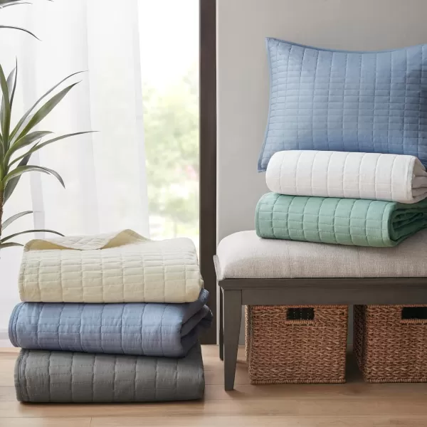Comfort Spaces Kienna Quilt SetLuxury Double Sided Stitching Design Summer Blanket Lightweight Soft All Season Bedding Layer Matching Sham Blue Coverlet TwinTwin XL66quotx90quot 2 PieceBlue