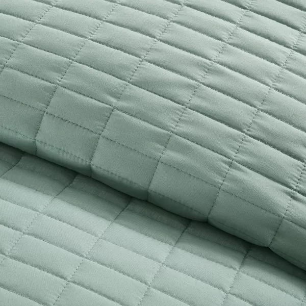 Comfort Spaces Kienna Quilt SetLuxury Double Sided Stitching Design Summer Blanket Lightweight Soft All Season Bedding Layer Matching Sham Blue Coverlet TwinTwin XL66quotx90quot 2 PieceSage Green