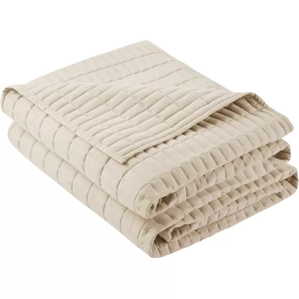 Comfort Spaces Kienna Quilt SetLuxury Double Sided Stitching Design Summer Blanket Lightweight Soft All Season Bedding Layer Matching Sham Blue Coverlet TwinTwin XL66quotx90quot 2 PieceIvory