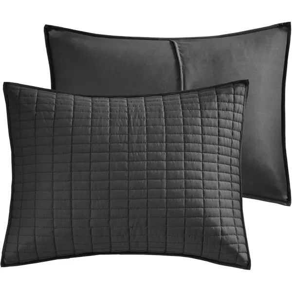 Comfort Spaces Kienna Quilt SetLuxury Double Sided Stitching Design Summer Blanket Lightweight Soft All Season Bedding Layer Matching Sham Blue Coverlet TwinTwin XL66quotx90quot 2 PieceBlack
