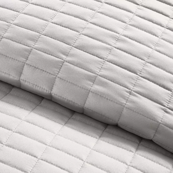 Comfort Spaces Kienna Quilt SetLuxury Double Sided Stitching Design Summer Blanket Lightweight Soft All Season Bedding Layer Matching Sham Blue Coverlet TwinTwin XL66quotx90quot 2 PieceGrey