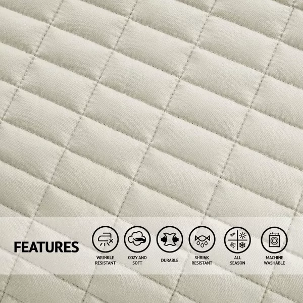 Comfort Spaces Kienna Quilt SetLuxury Double Sided Stitching Design Summer Blanket Lightweight Soft All Season Bedding Layer Matching Sham Blue Coverlet TwinTwin XL66quotx90quot 2 PieceIvory