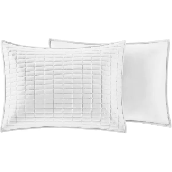 Comfort Spaces Kienna Quilt SetLuxury Double Sided Stitching Design Summer Blanket Lightweight Soft All Season Bedding Layer Matching Sham Blue Coverlet TwinTwin XL66quotx90quot 2 PieceWhite