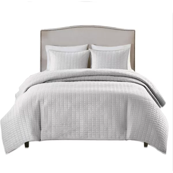 Comfort Spaces Kienna Quilt SetLuxury Double Sided Stitching Design Summer Blanket Lightweight Soft All Season Bedding Layer Matching Sham Blue Coverlet TwinTwin XL66quotx90quot 2 PieceGrey
