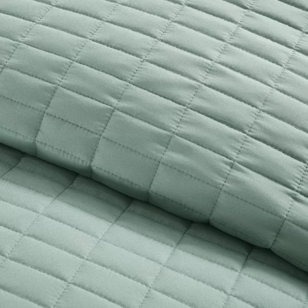 Comfort Spaces Kienna Quilt SetLuxury Double Sided Stitching Design Summer Blanket Lightweight Soft All Season Bedding Layer Matching Sham Blue Coverlet TwinTwin XL66quotx90quot 2 PieceSage Green