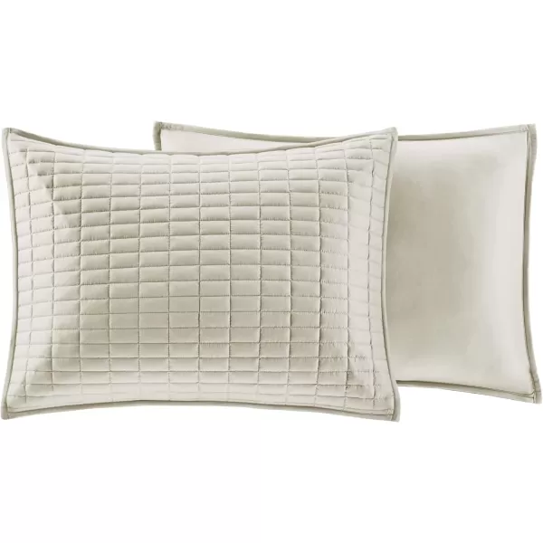 Comfort Spaces Kienna Quilt SetLuxury Double Sided Stitching Design Summer Blanket Lightweight Soft All Season Bedding Layer Matching Sham Blue Coverlet TwinTwin XL66quotx90quot 2 PieceIvory