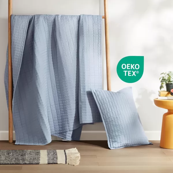 Comfort Spaces Kienna Quilt SetLuxury Double Sided Stitching Design Summer Blanket Lightweight Soft All Season Bedding Layer Matching Sham Blue Coverlet TwinTwin XL66quotx90quot 2 PieceBlue