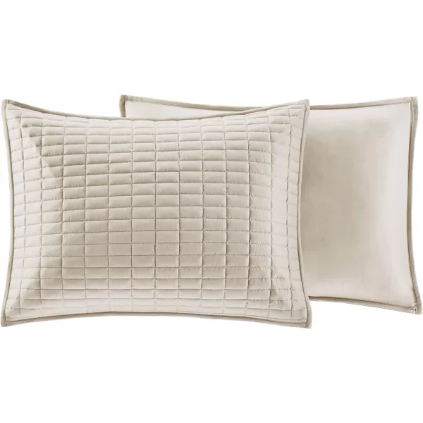 Comfort Spaces Kienna Quilt SetLuxury Double Sided Stitching Design Summer Blanket Lightweight Soft All Season Bedding Layer Matching Sham Blue Coverlet TwinTwin XL66quotx90quot 2 PieceIvory