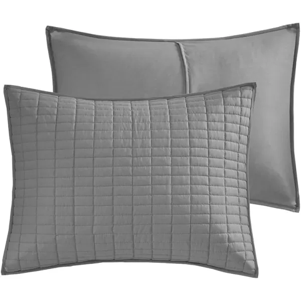 Comfort Spaces Kienna Quilt SetLuxury Double Sided Stitching Design Summer Blanket Lightweight Soft All Season Bedding Layer Matching Sham Blue Coverlet TwinTwin XL66quotx90quot 2 PieceCharcoal Grey