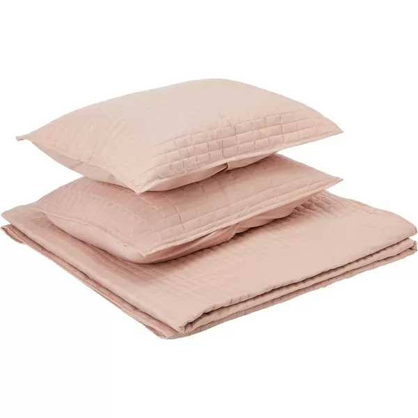 Comfort Spaces Kienna Quilt SetLuxury Double Sided Stitching Design Summer Blanket Lightweight Soft All Season Bedding Layer Matching Sham Blue Coverlet TwinTwin XL66quotx90quot 2 PieceBlush