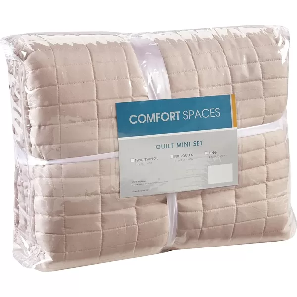 Comfort Spaces Kienna Quilt SetLuxury Double Sided Stitching Design Summer Blanket Lightweight Soft All Season Bedding Layer Matching Sham Blue Coverlet TwinTwin XL66quotx90quot 2 PieceBlush