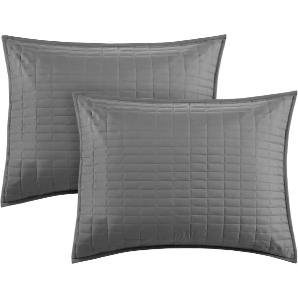 Comfort Spaces Kienna Quilt SetLuxury Double Sided Stitching Design Summer Blanket Lightweight Soft All Season Bedding Layer Matching Sham Blue Coverlet TwinTwin XL66quotx90quot 2 PieceCharcoal Grey