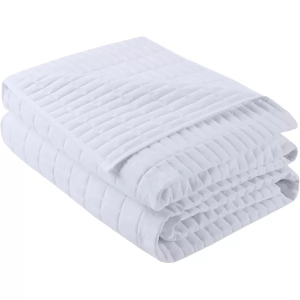 Comfort Spaces Kienna Quilt SetLuxury Double Sided Stitching Design Summer Blanket Lightweight Soft All Season Bedding Layer Matching Sham Blue Coverlet TwinTwin XL66quotx90quot 2 PieceWhite