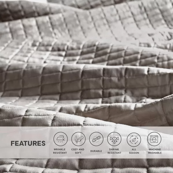 Comfort Spaces Kienna Quilt SetLuxury Double Sided Stitching Design Summer Blanket Lightweight Soft All Season Bedding Layer Matching Sham Blue Coverlet TwinTwin XL66quotx90quot 2 PieceTaupe